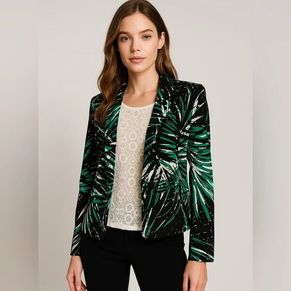 Chico's Green and Black Patterned Blazer - Picture 9 of 9